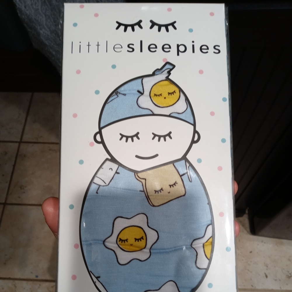 Little Sleepies Breakfast Buddies swaddle and hat NEW